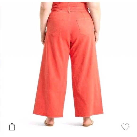 Universal Thread Womens 22 High Rise Sailor Wide Leg Ankle Jean Red Coral Casual - Picture 2 of 15